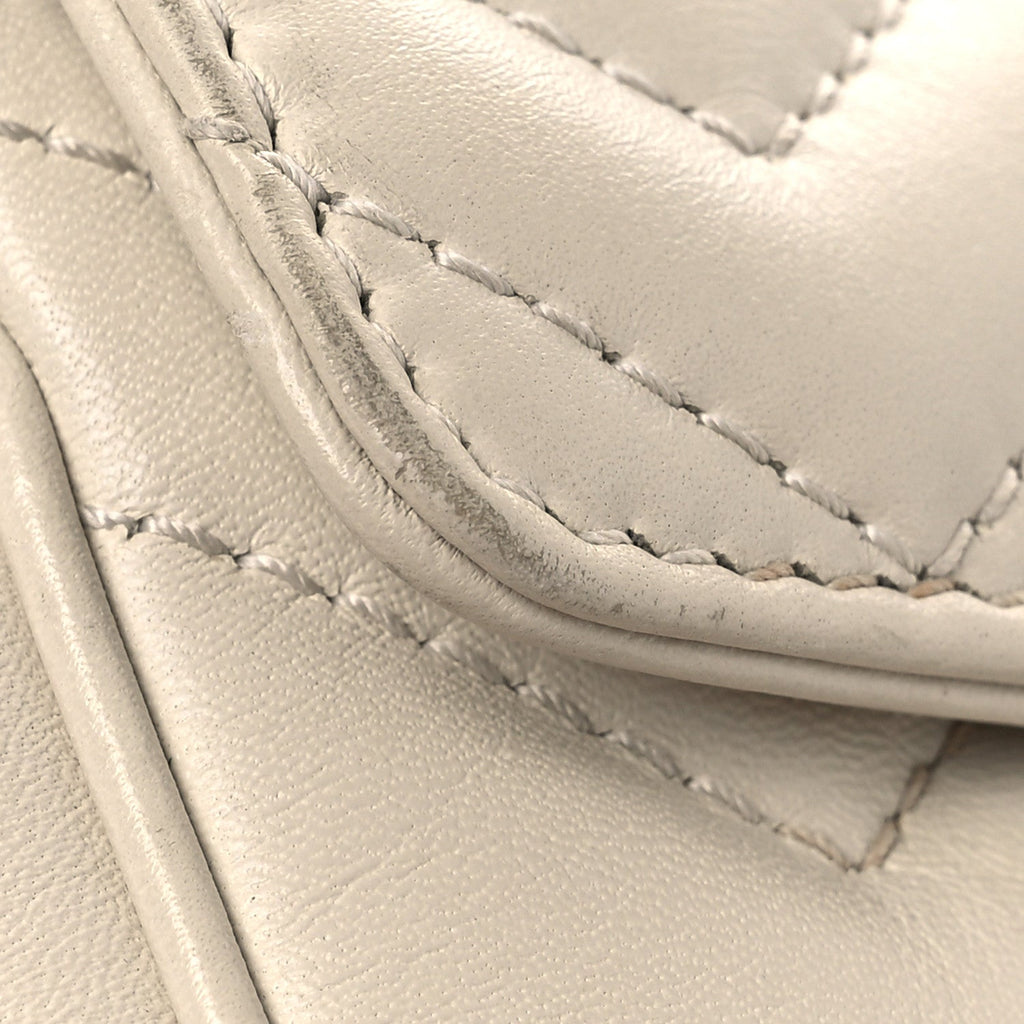 Calfskin Matelasse Super Mini GG Marmont Shoulder Bag White