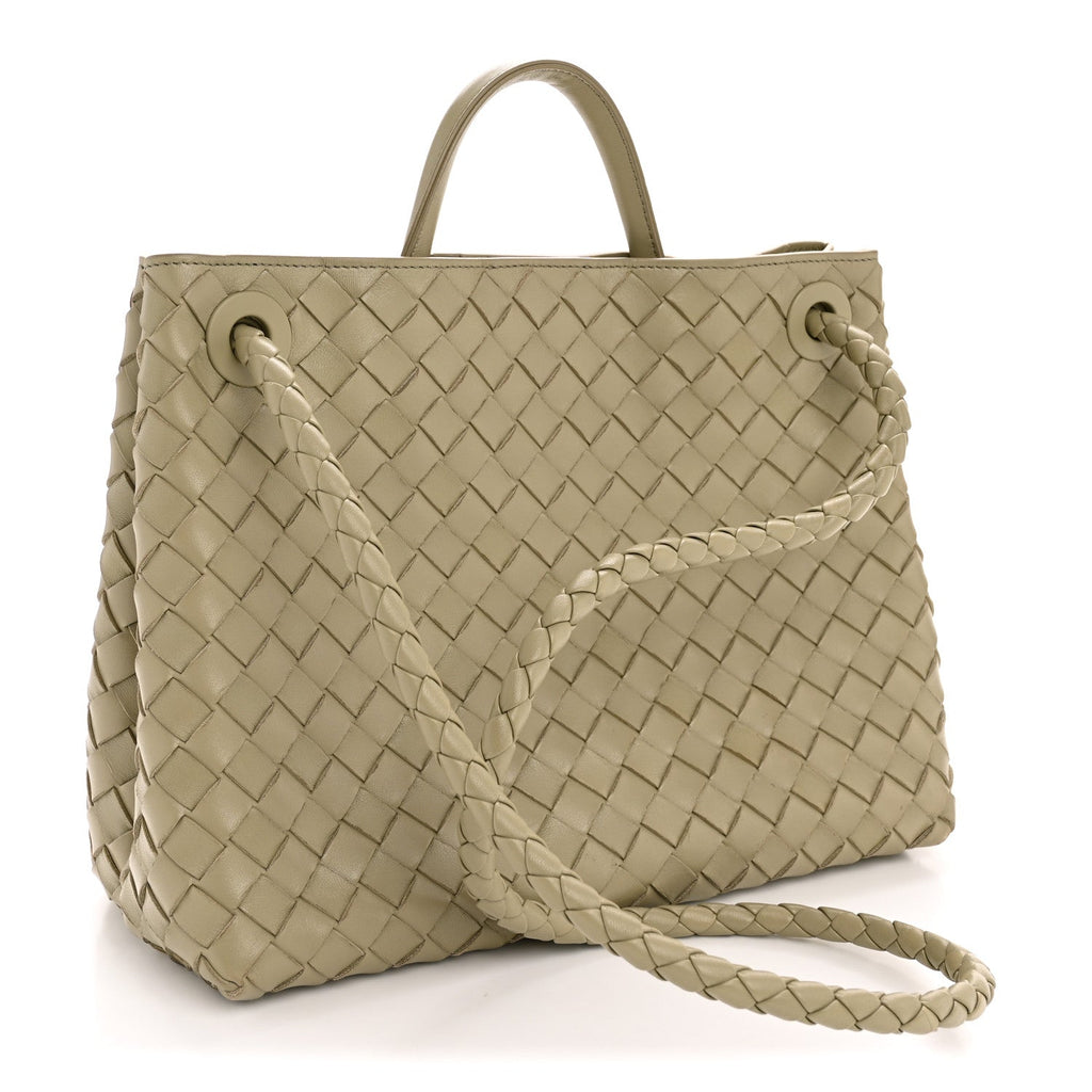 Nappa Intrecciato Medium Andiamo Shoulder Bag Travertine
