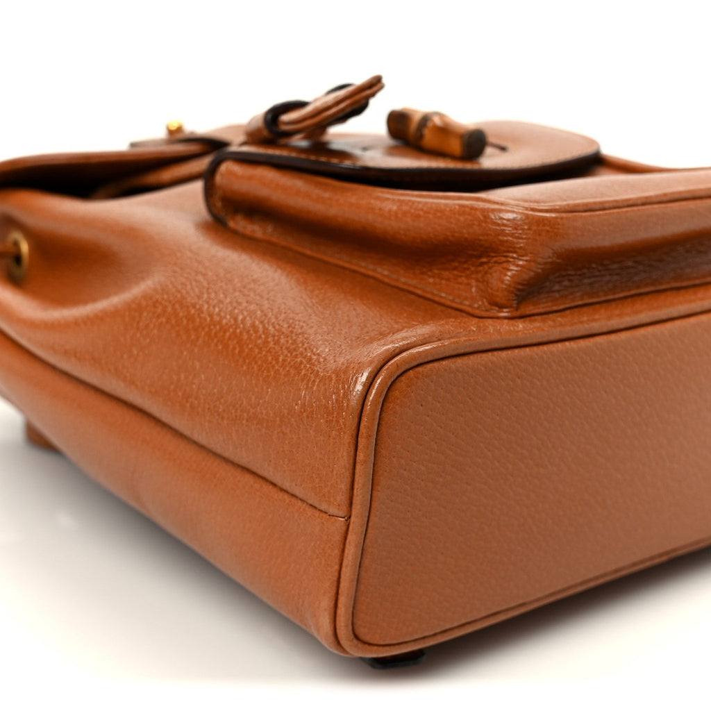 Calfskin Bamboo Mini Backpack Brown