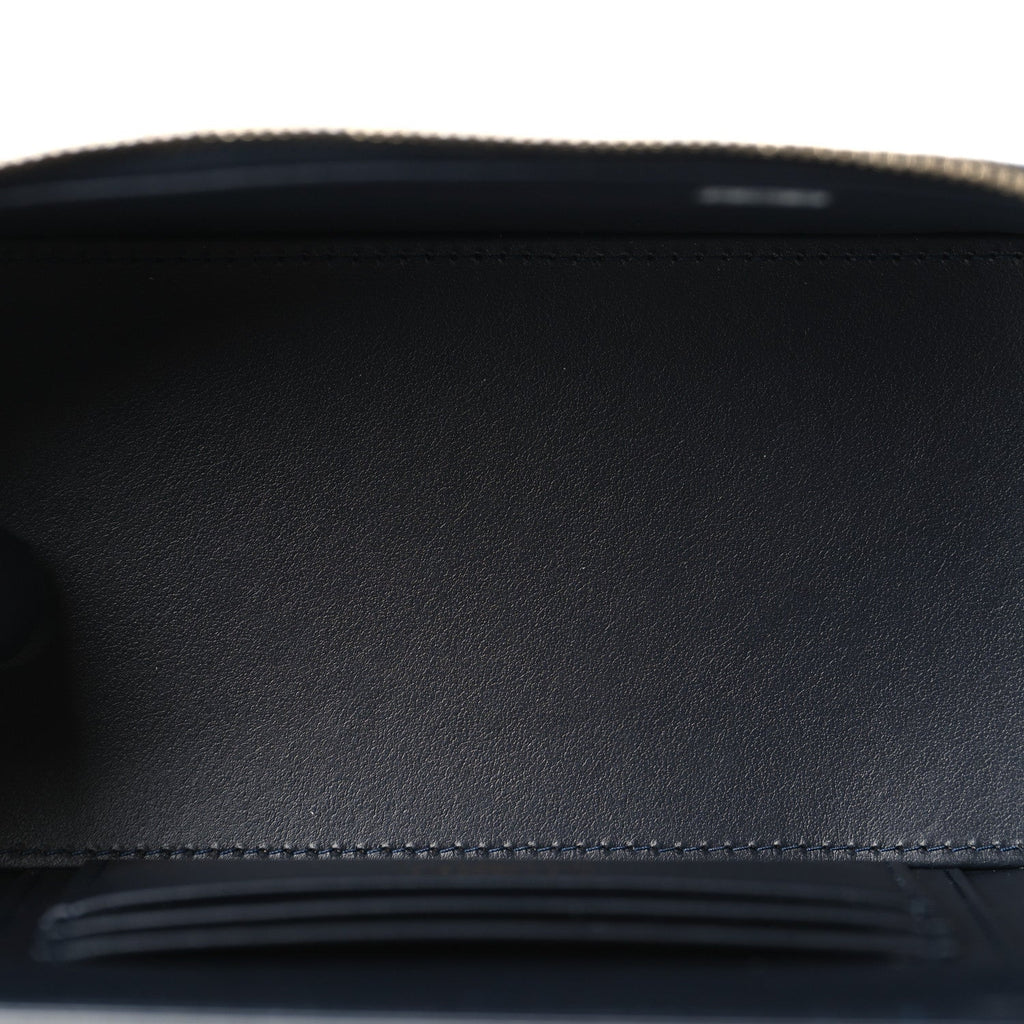 Denim Quilted Vanity Case With Chain Dark Blue