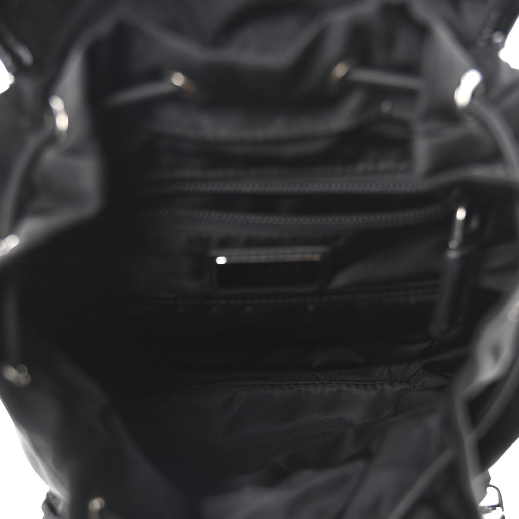 Nylon Brushed Calfskin Mini Sling Backpack  Black