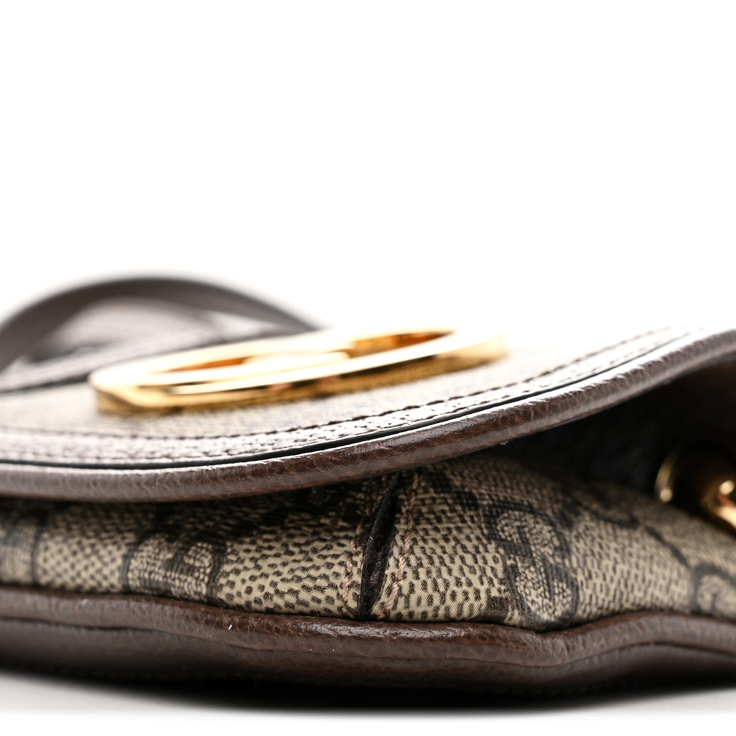 GG Supreme Monogram Textured Dollar Calfskin Blondie  Case Wallet with Strap Beige Ebony New Acero