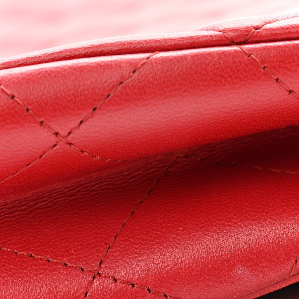 Lambskin Quilted Clutch With Chain Flap Red