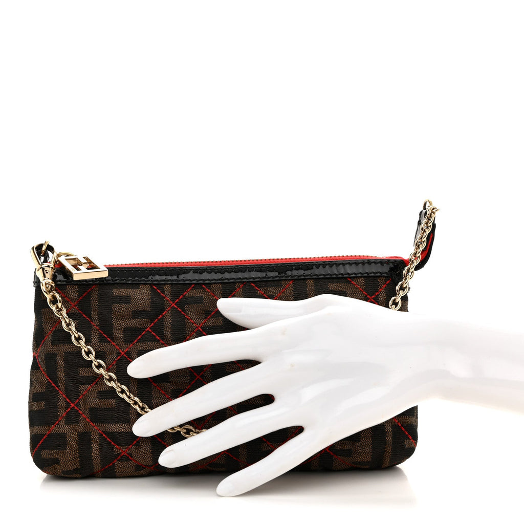 Zucca Quilted Pochette Tobacco Red