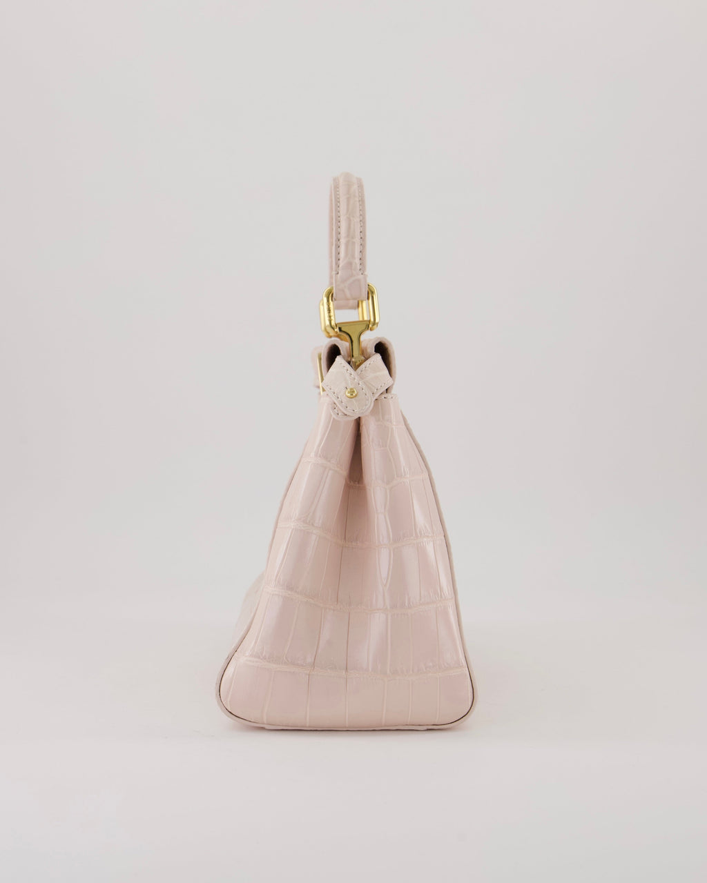Fendi Mini Peekaboo in Egg Shell & Rose Niloticus Crocodile Leather with Gold Hardware