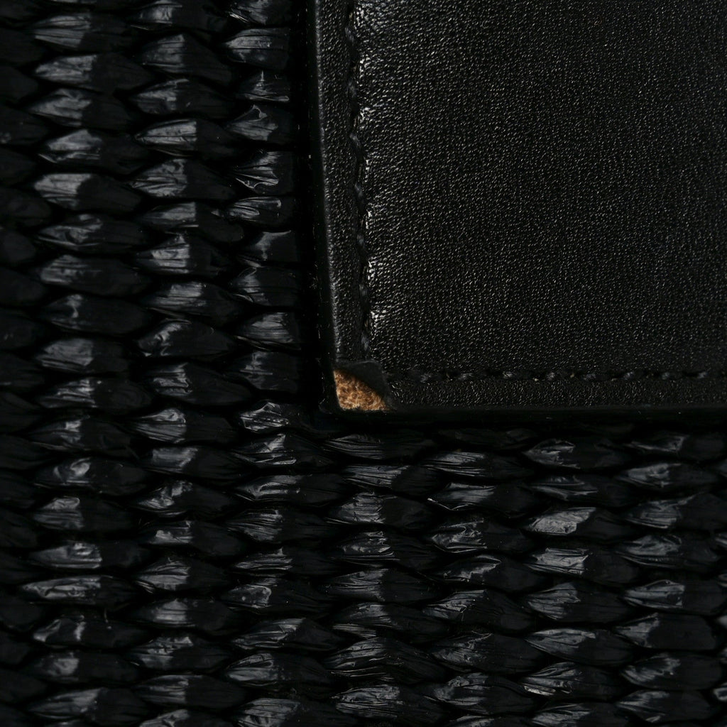 Raffia Linen Calfskin Rive Gauche Tote Black