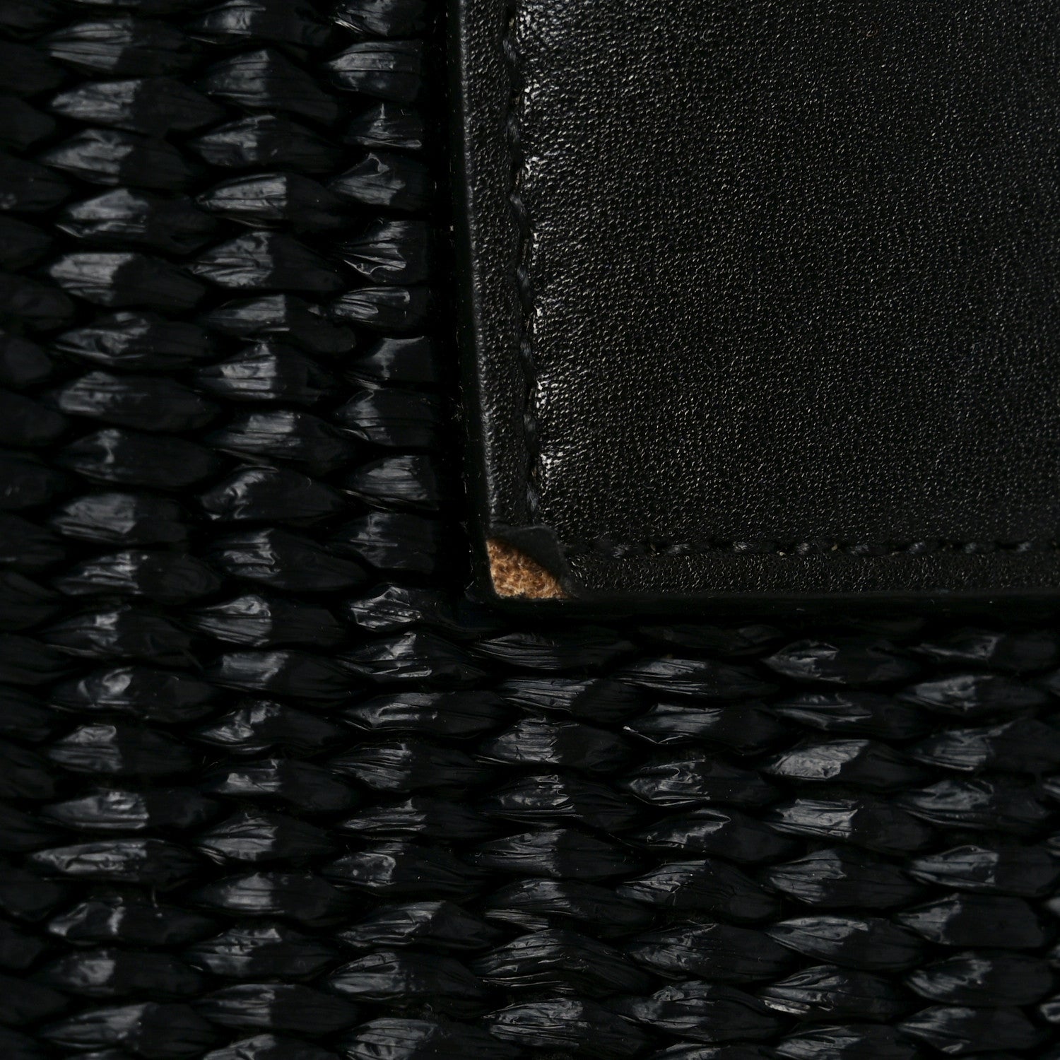 Raffia Linen Calfskin Rive Gauche Tote Black