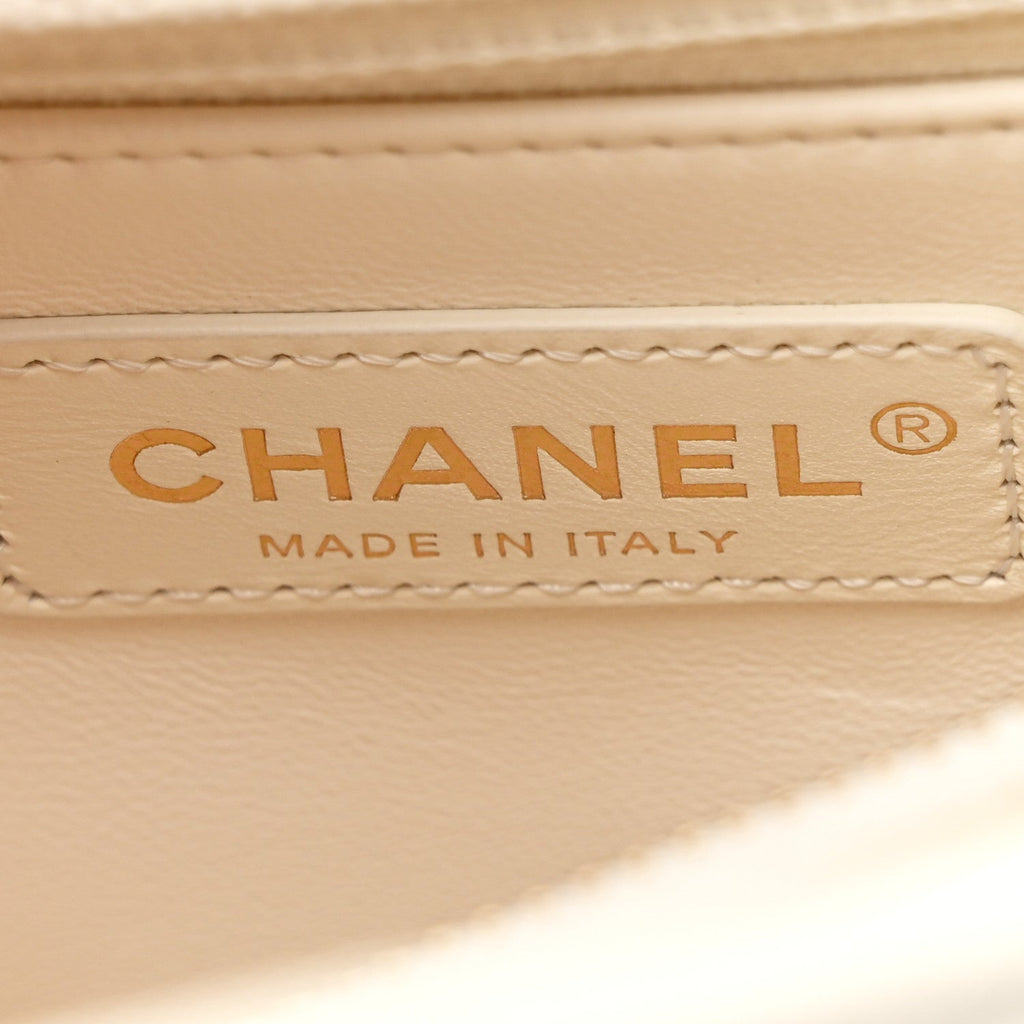 Caviar Quilted Small Coco Handle Flap White