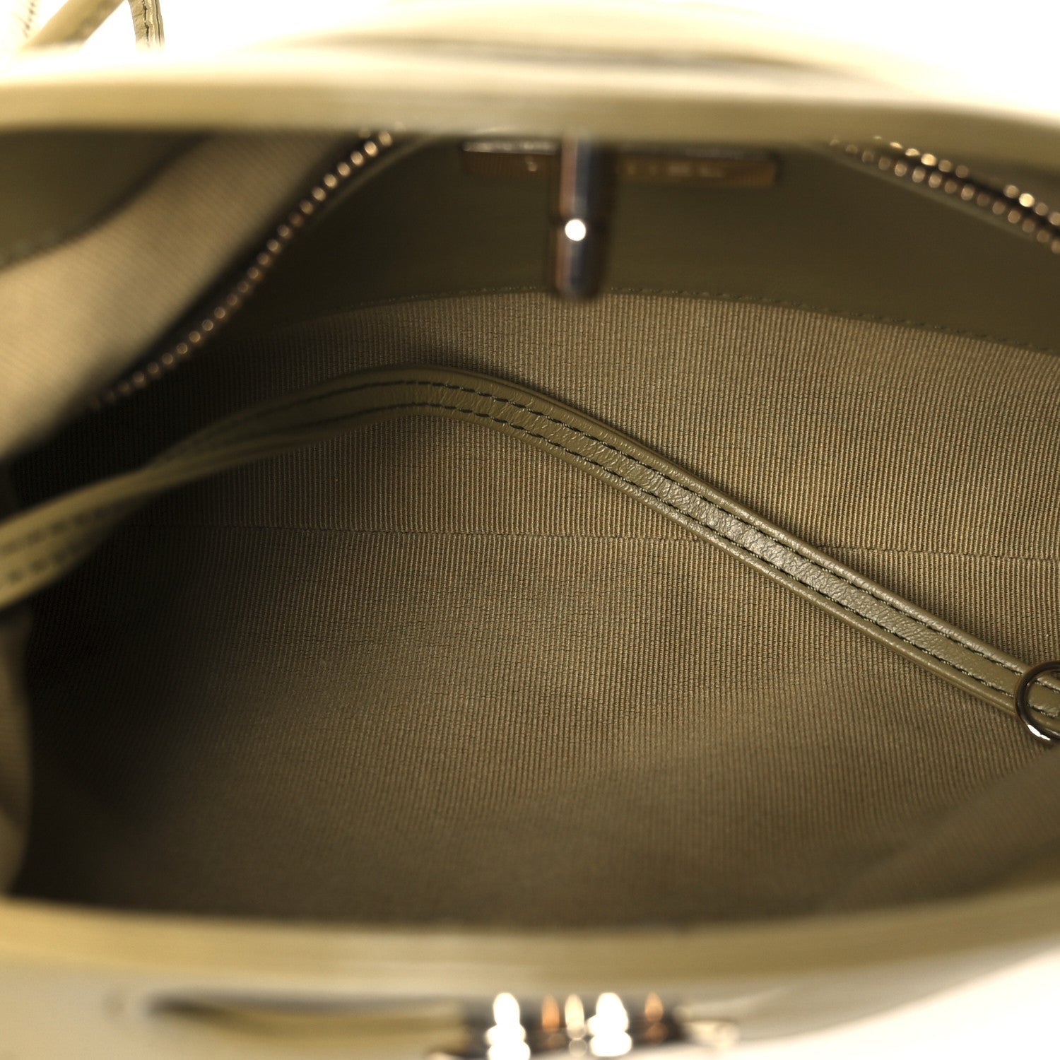 Shiny Crumpled Calfskin Quilted Mini 31 Shopping Bag Khaki
