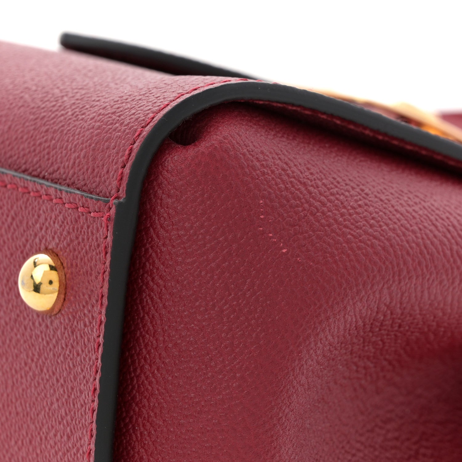 Soft Grain Calfskin Small Buckle Tote Parade Red