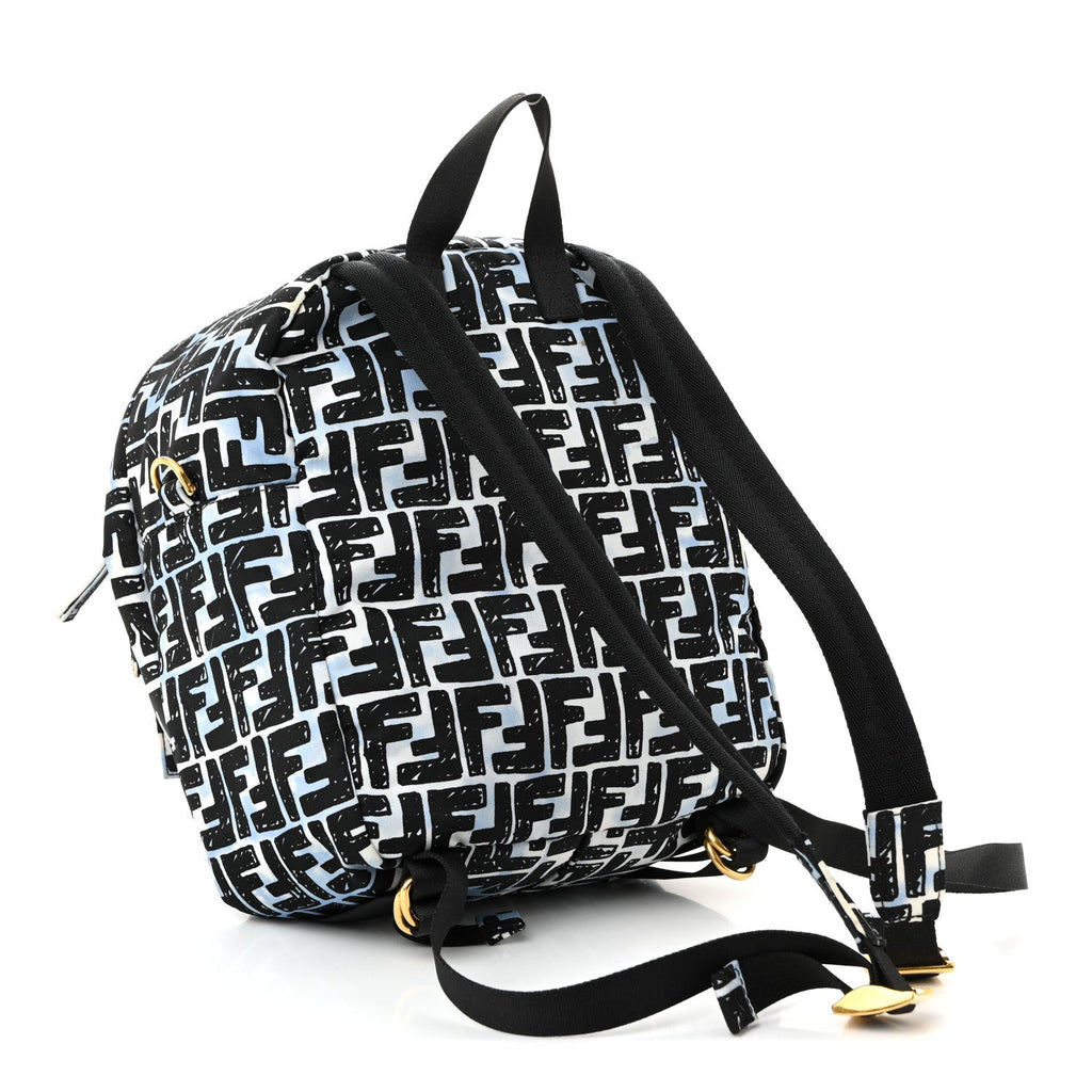 X JOSHUA VIDES Nylon FF Cloudy Pocket Backpack White Celeste Black