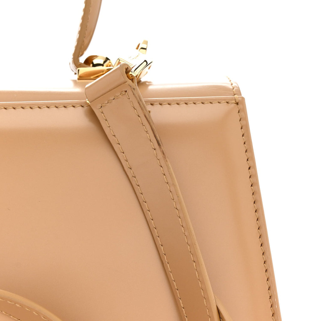 Brushed Off Calfskin Iconic Large Top Handle Bag Camel
