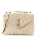 Calfskin Y Quilted Monogram Small Loulou Chain Satchel Crema Soft