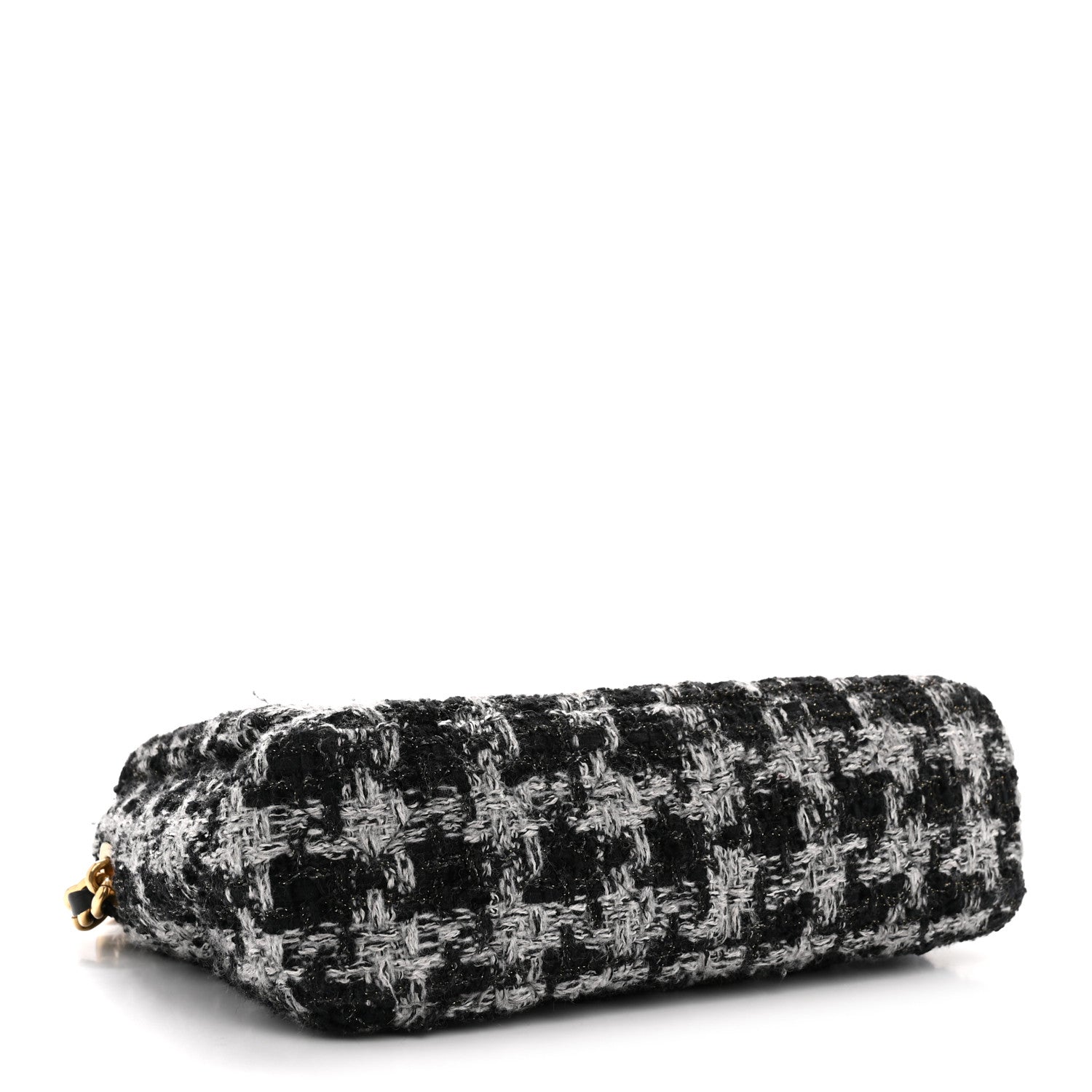 Wool Tweed Quilted Small Elegant Chain Flap Black Grey