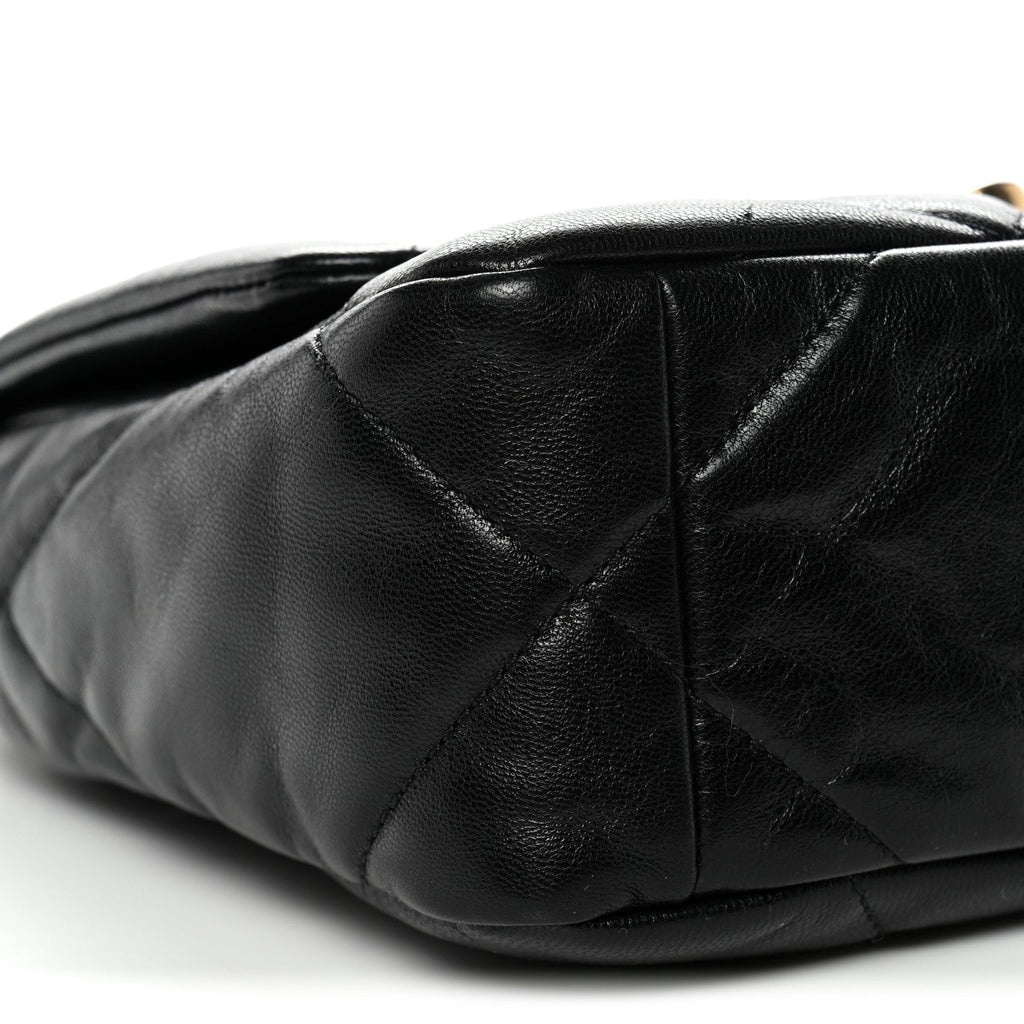 Shiny Goatskin Quilted Medium Chanel 19 Flap Black