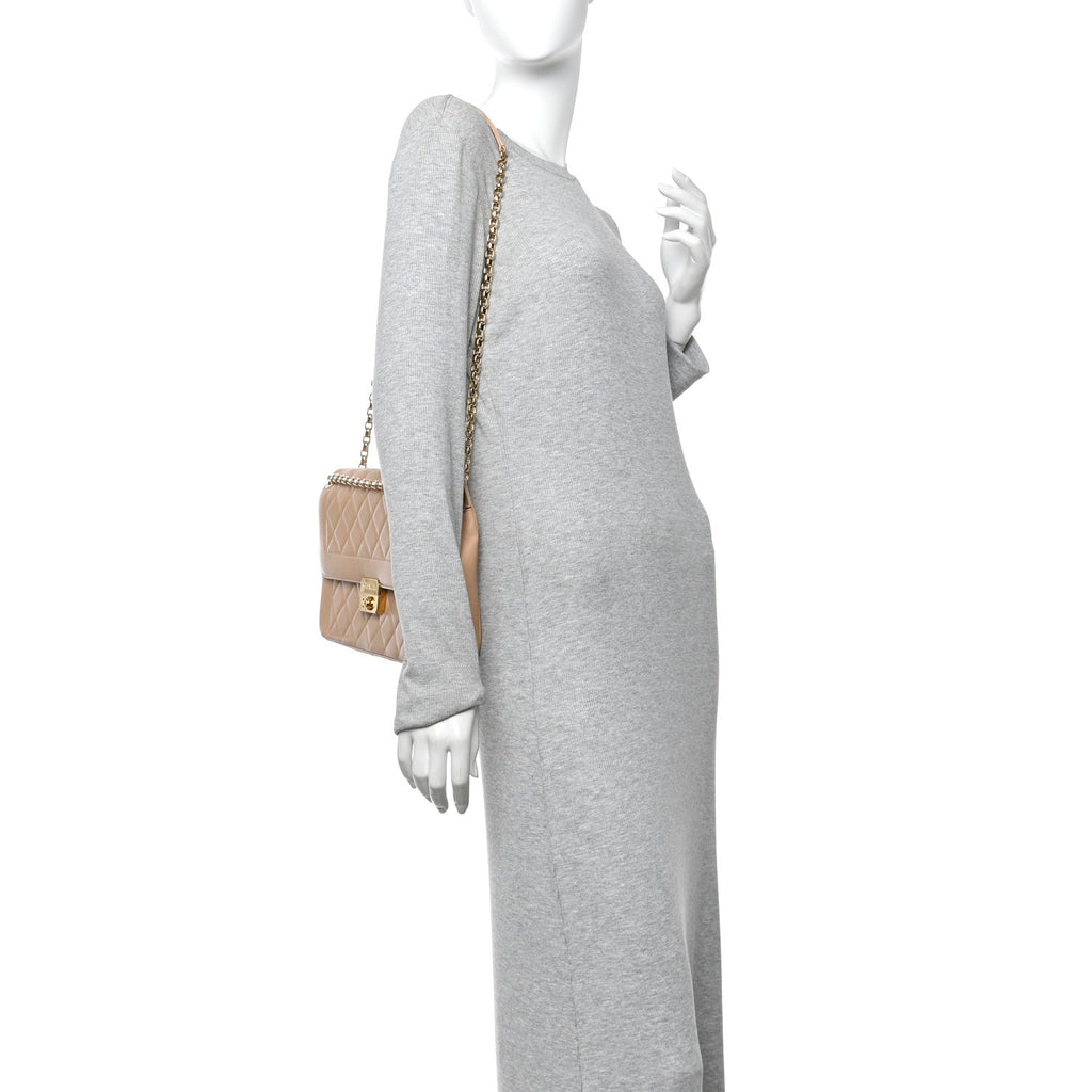 Lambskin Quilted Large Chic With Me Flap Beige
