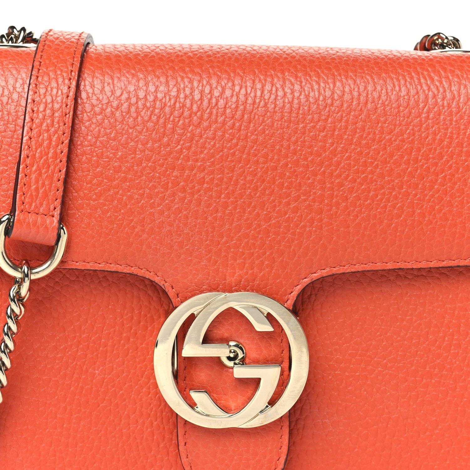 Dollar Calfskin Small Interlocking G Shoulder Bag Sun Orange
