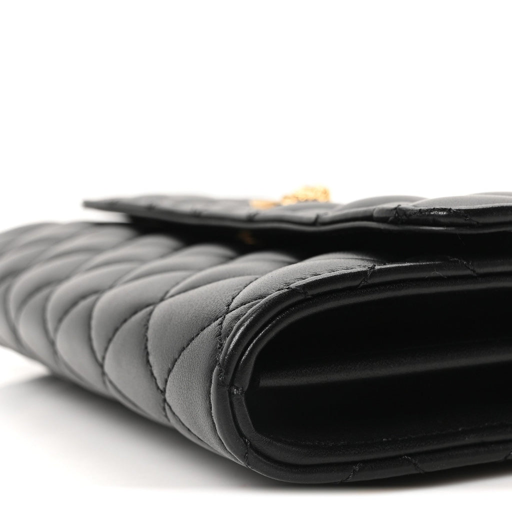 Lambskin Quilted Medusa Wallet On Chain Crossbody Black