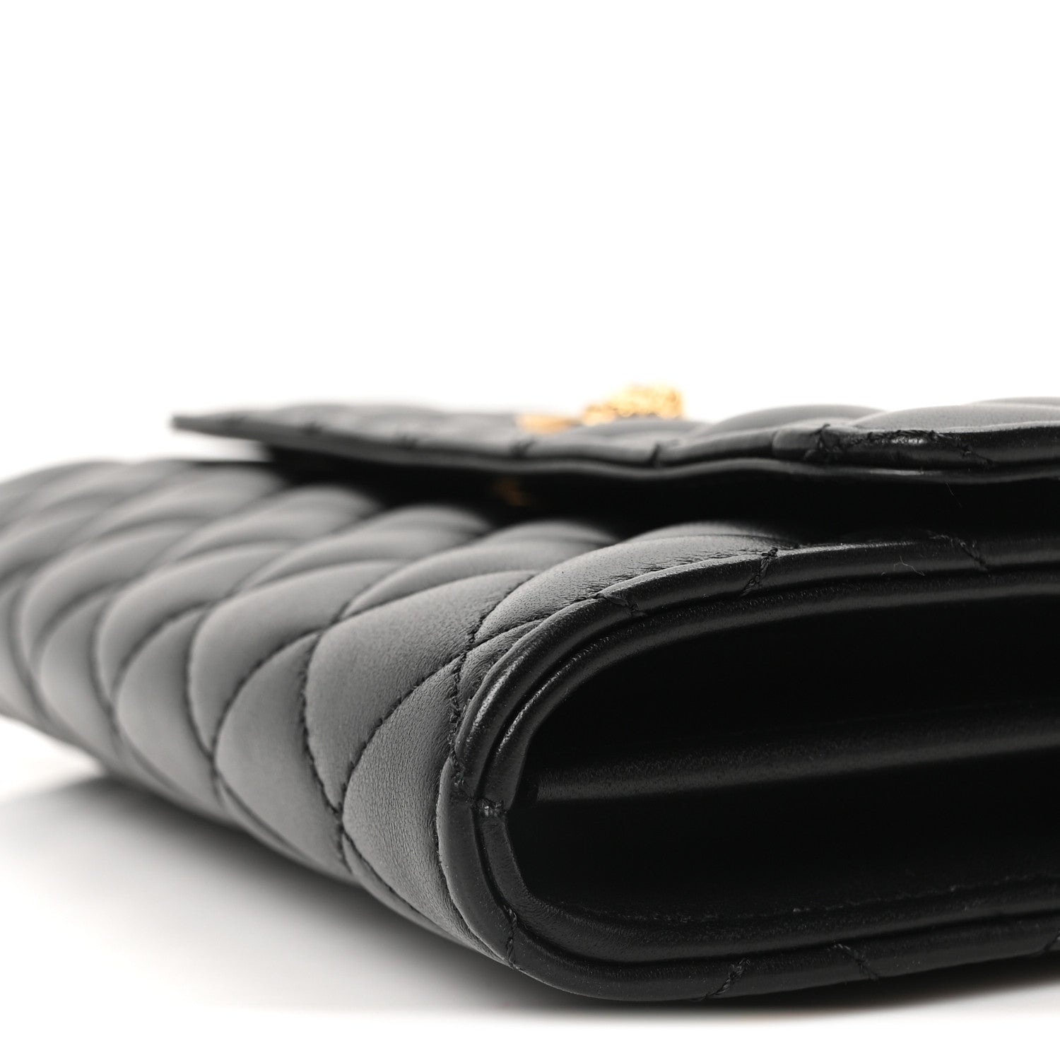 Lambskin Quilted Medusa Wallet On Chain Crossbody Black