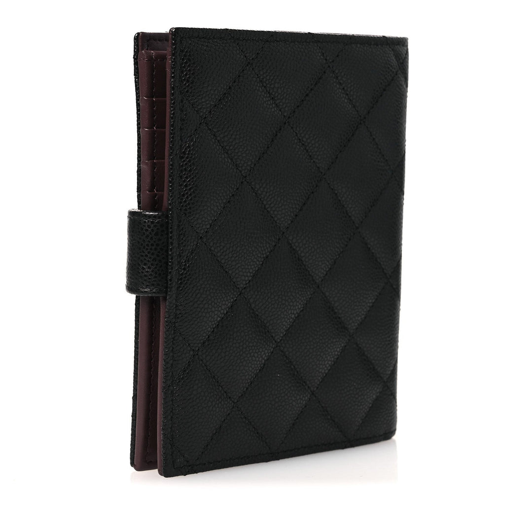 Caviar Quilted Passport Holder Black