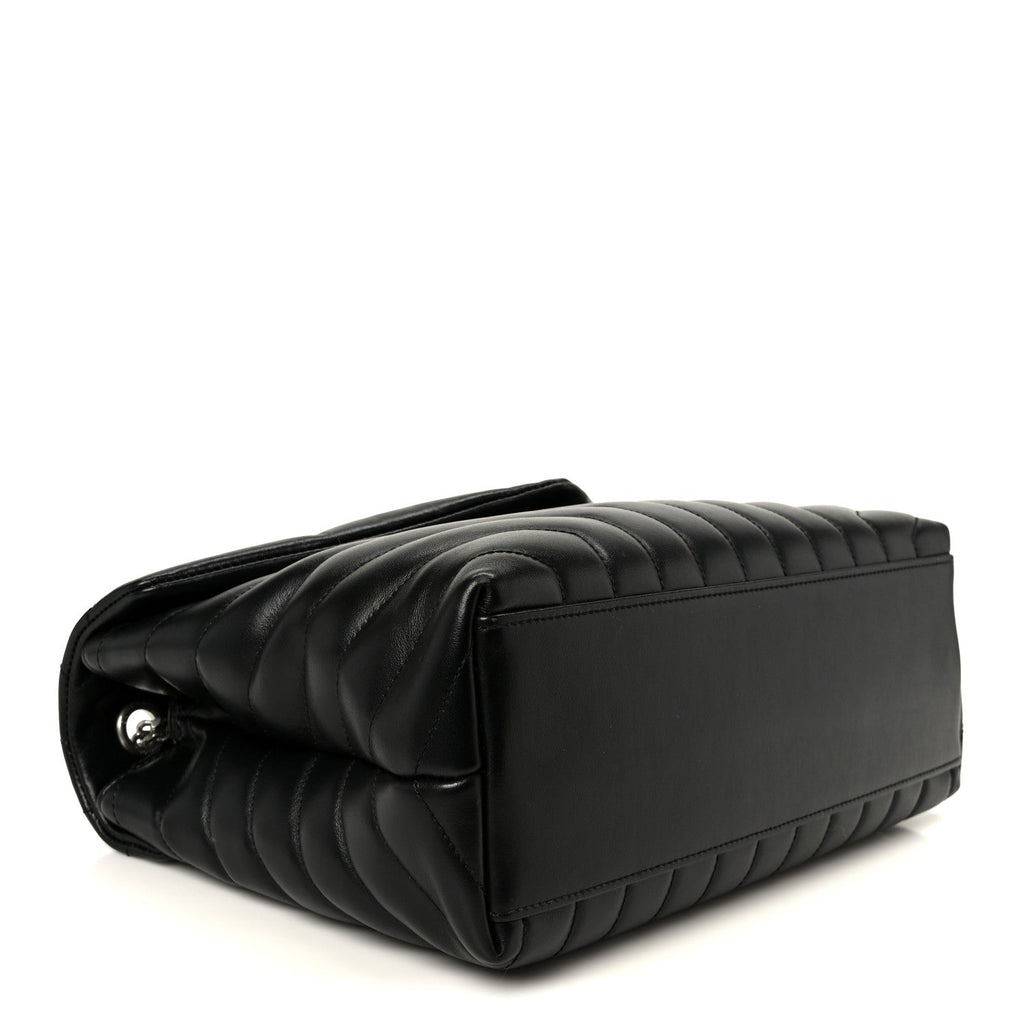 Calfskin Y Quilted Monogram Medium Loulou Chain Satchel Black