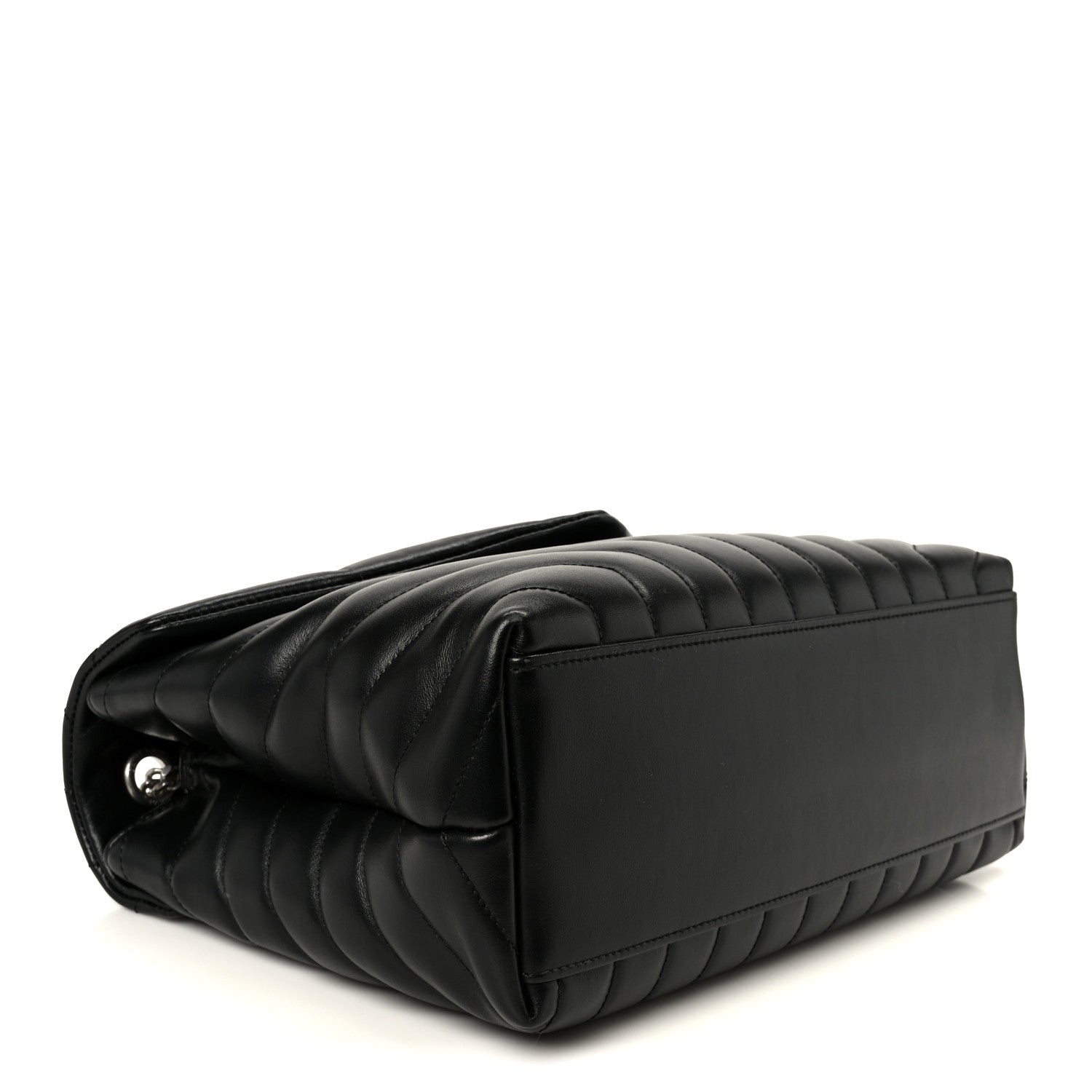 Calfskin Y Quilted Monogram Medium Loulou Chain Satchel Black