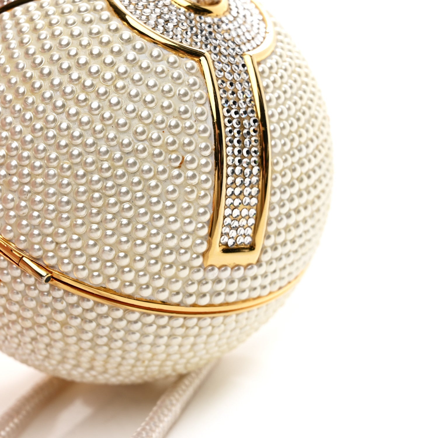 Swarovski Crystal Disco Ball Minaudiere Clutch White Gold