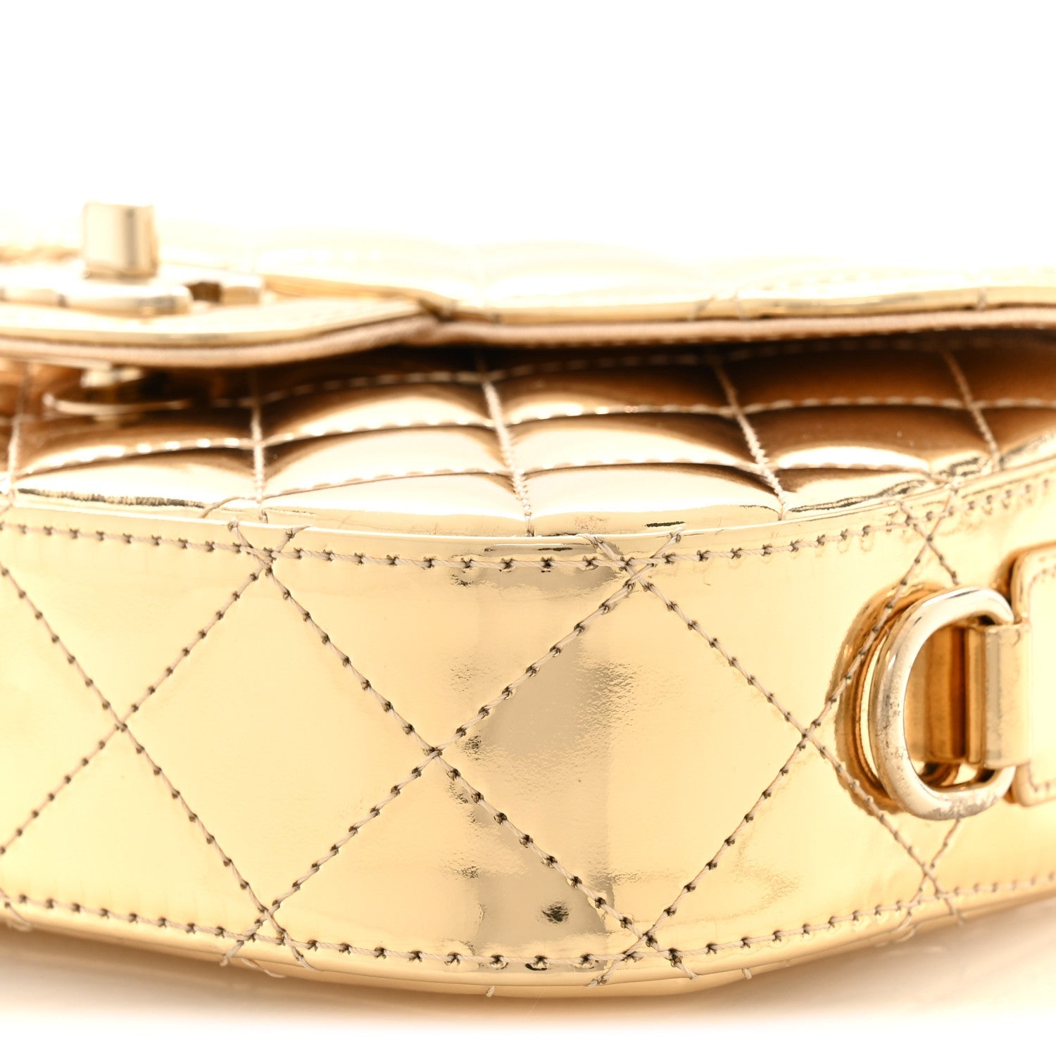Mirror Calfskin Metallic Calfskin Quilted Hollywood Boulevard Mini Flap Gold