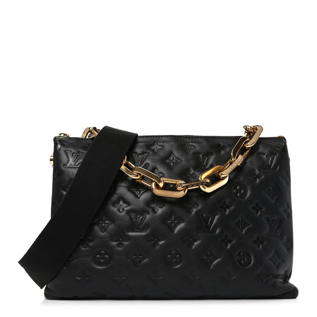 Lambskin Embossed Monogram Coussin MM Black