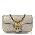 Calfskin Matelasse Super Mini GG Marmont Shoulder Bag Grey