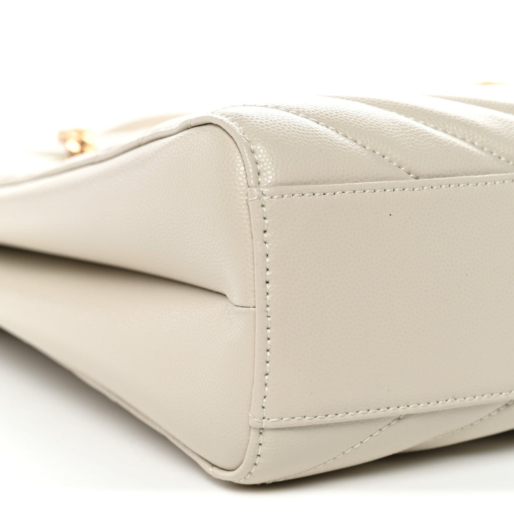 Grain de Poudre Matelasse Chevron Medium Tribeca Shopping Bag Crema Soft