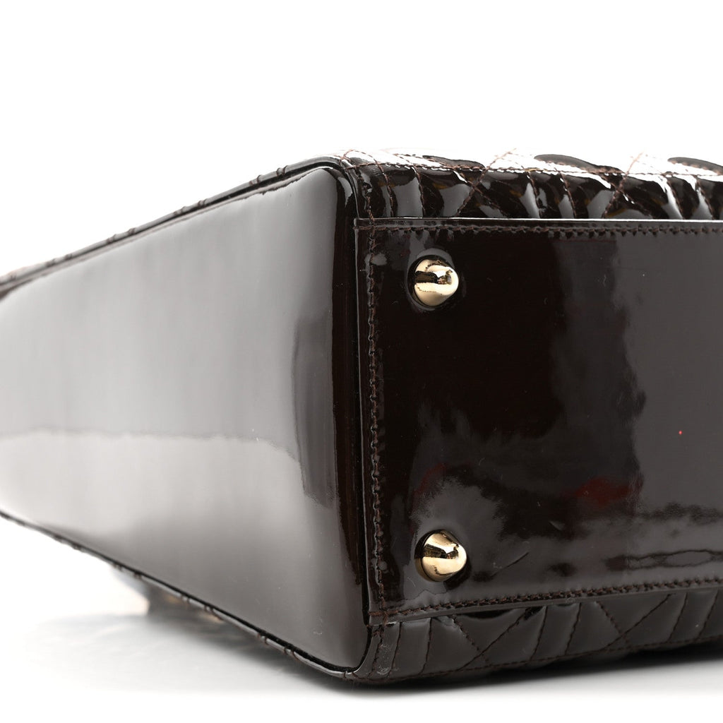 Patent Cannage Large Lady Dior Dark Brown