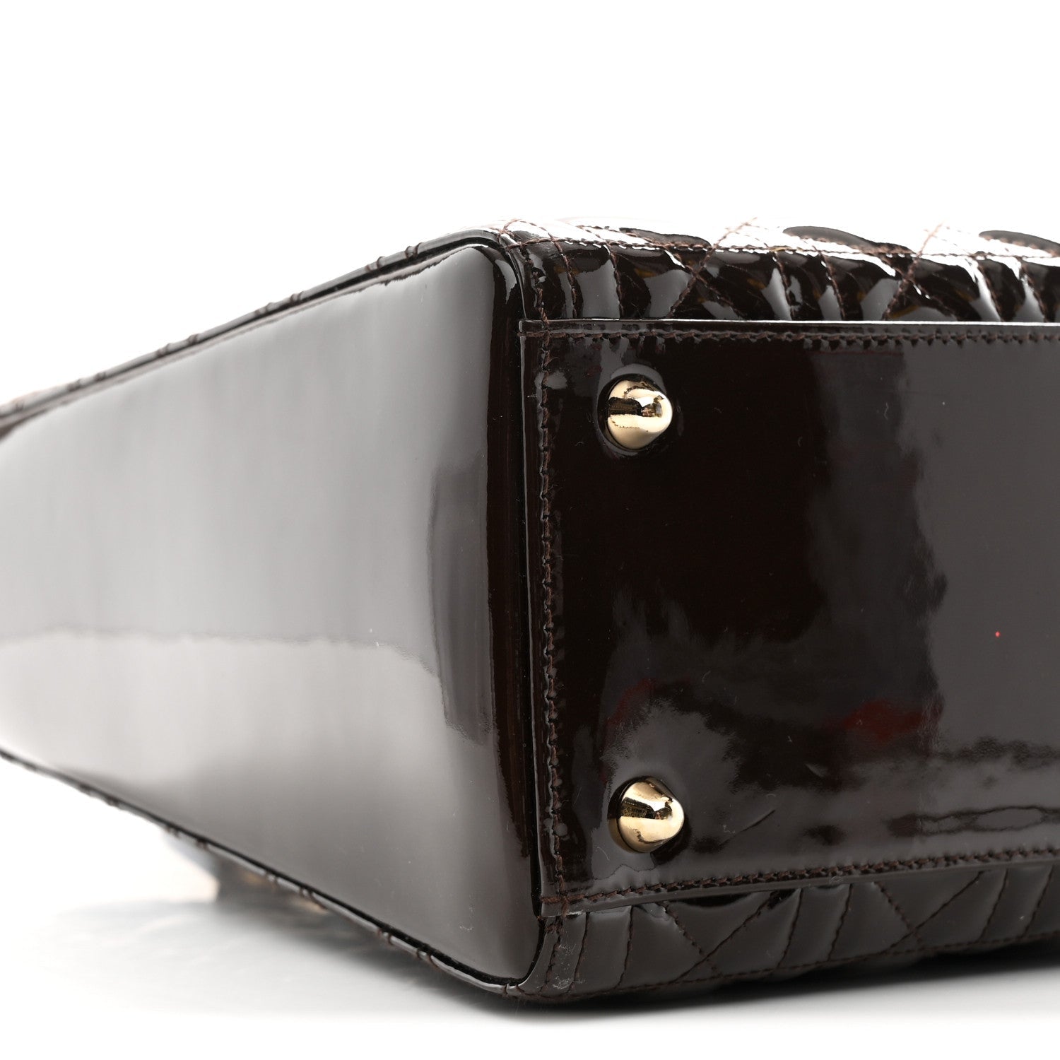 Patent Cannage Large Lady Dior Dark Brown