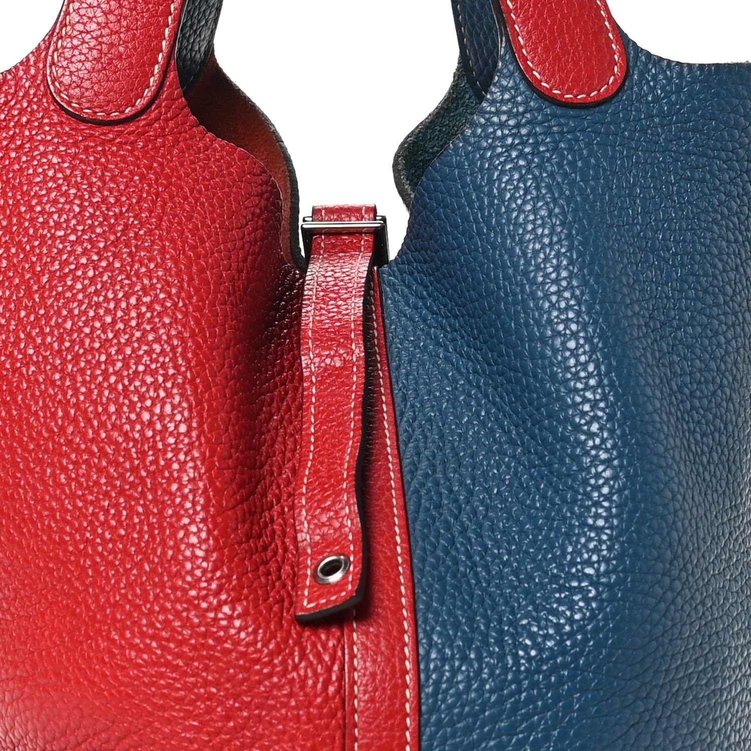 Taurillon Clemence Picotin Lock 22 MM Rouge Casaque Bleu Thalassa