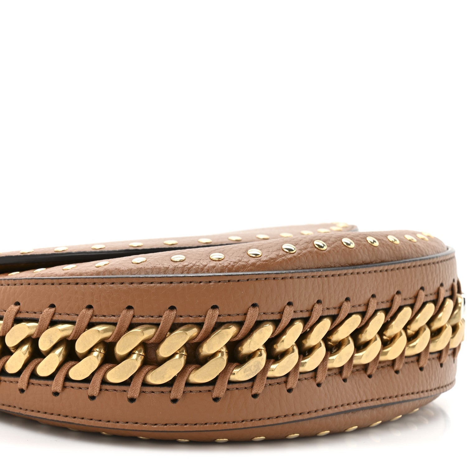 Eco Grainy Alter Mat Studded Frayme Flap Shoulder Bag Pecan