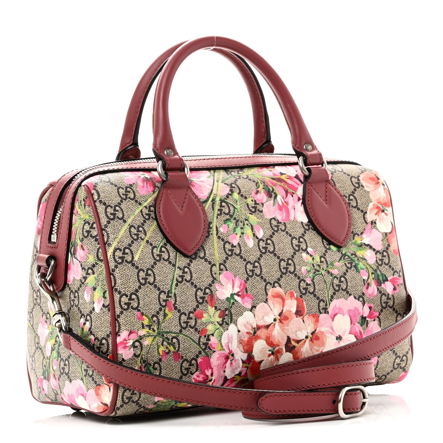 GG Supreme Monogram Blooms Small Boston Beige Multicolor Dry Rose
