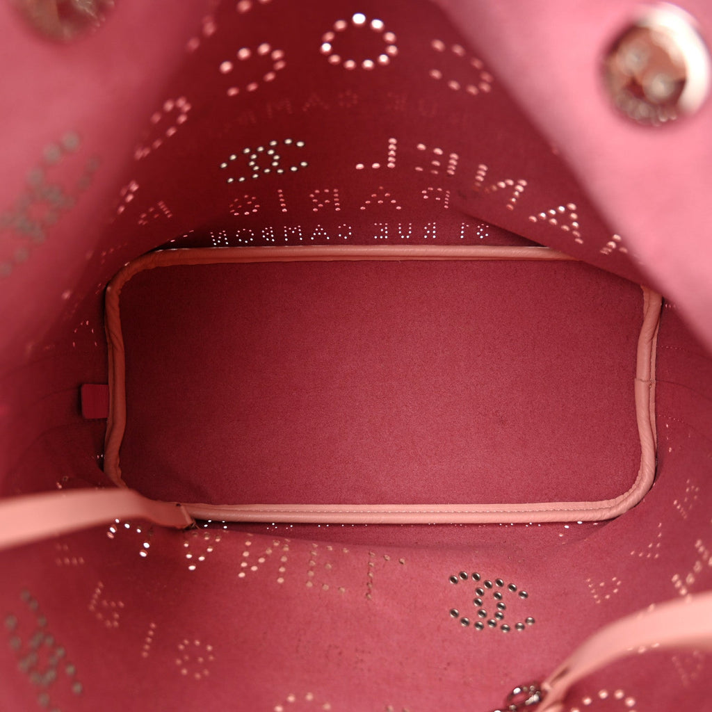 Calfskin Tweed Small Logo Eyelets Shopping Tote Pink