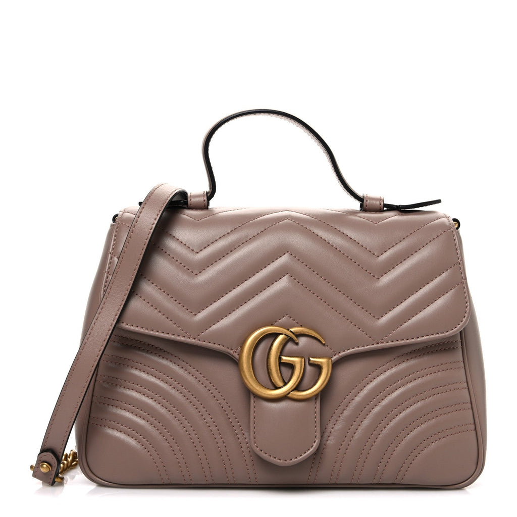 Calfskin Matelasse Small GG Marmont Top Handle Shoulder Bag Porcelain Rose