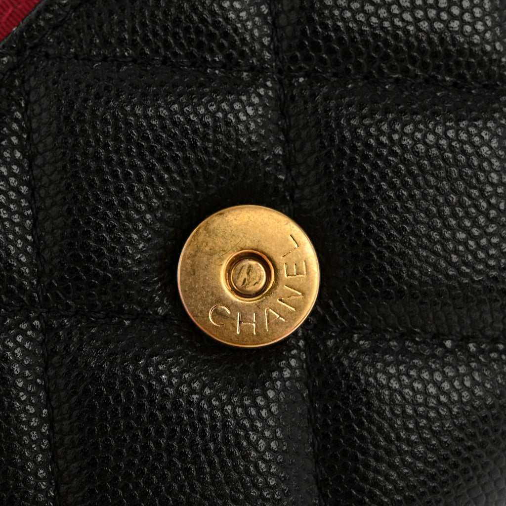 Caviar Quilted Bracelet On Chain Clutch Black
