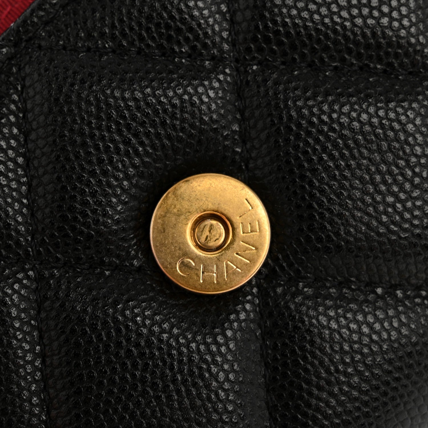 Caviar Quilted Bracelet On Chain Clutch Black