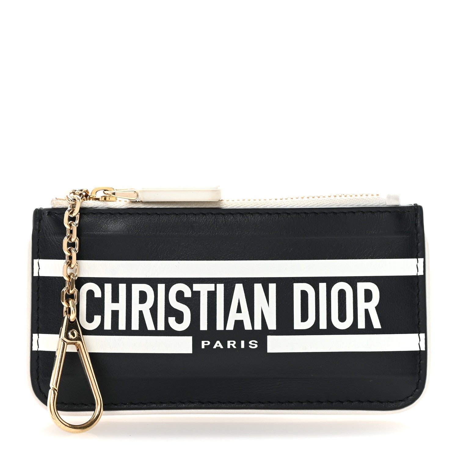 Calfskin Vibe Zip Key Wallet Blue White