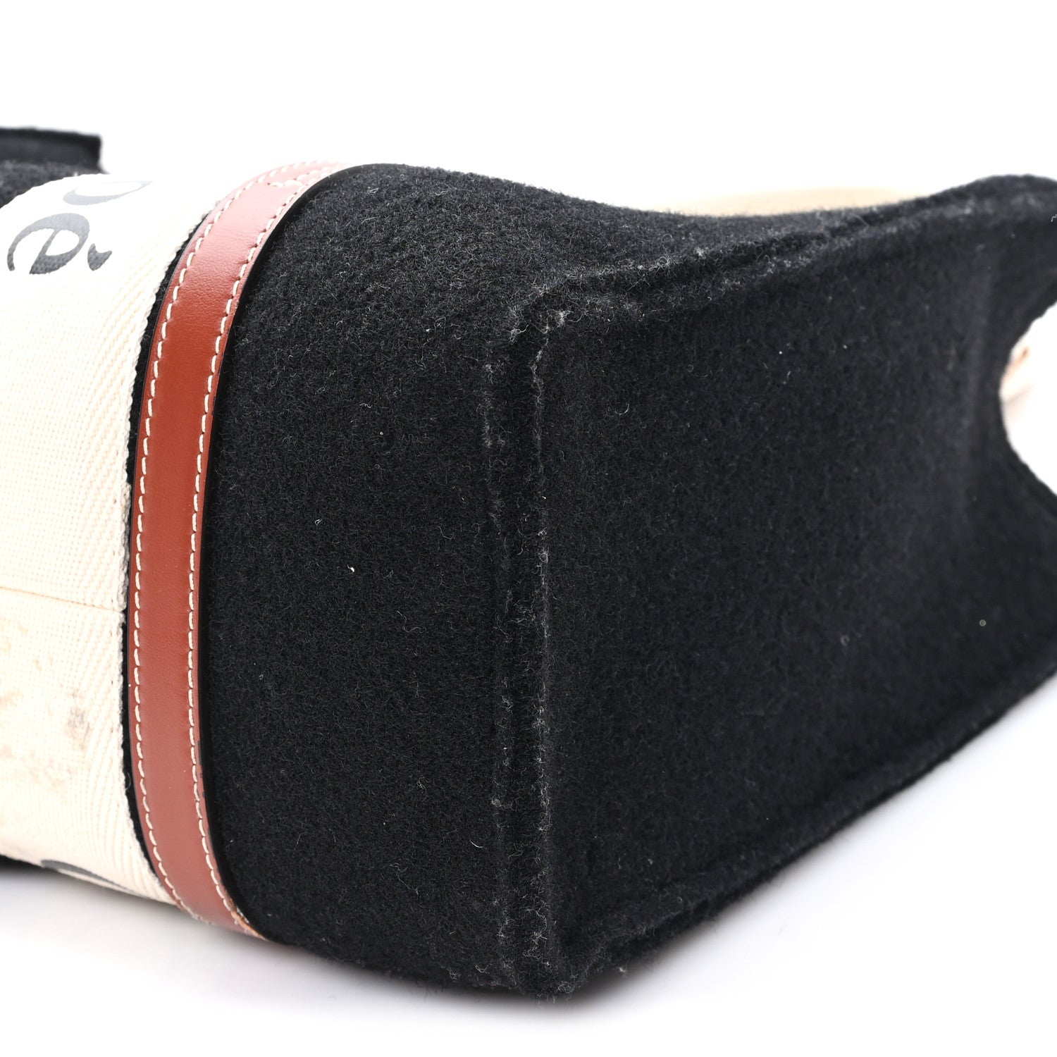 Felt Calfskin Medium Woody Ribbon Tote Black