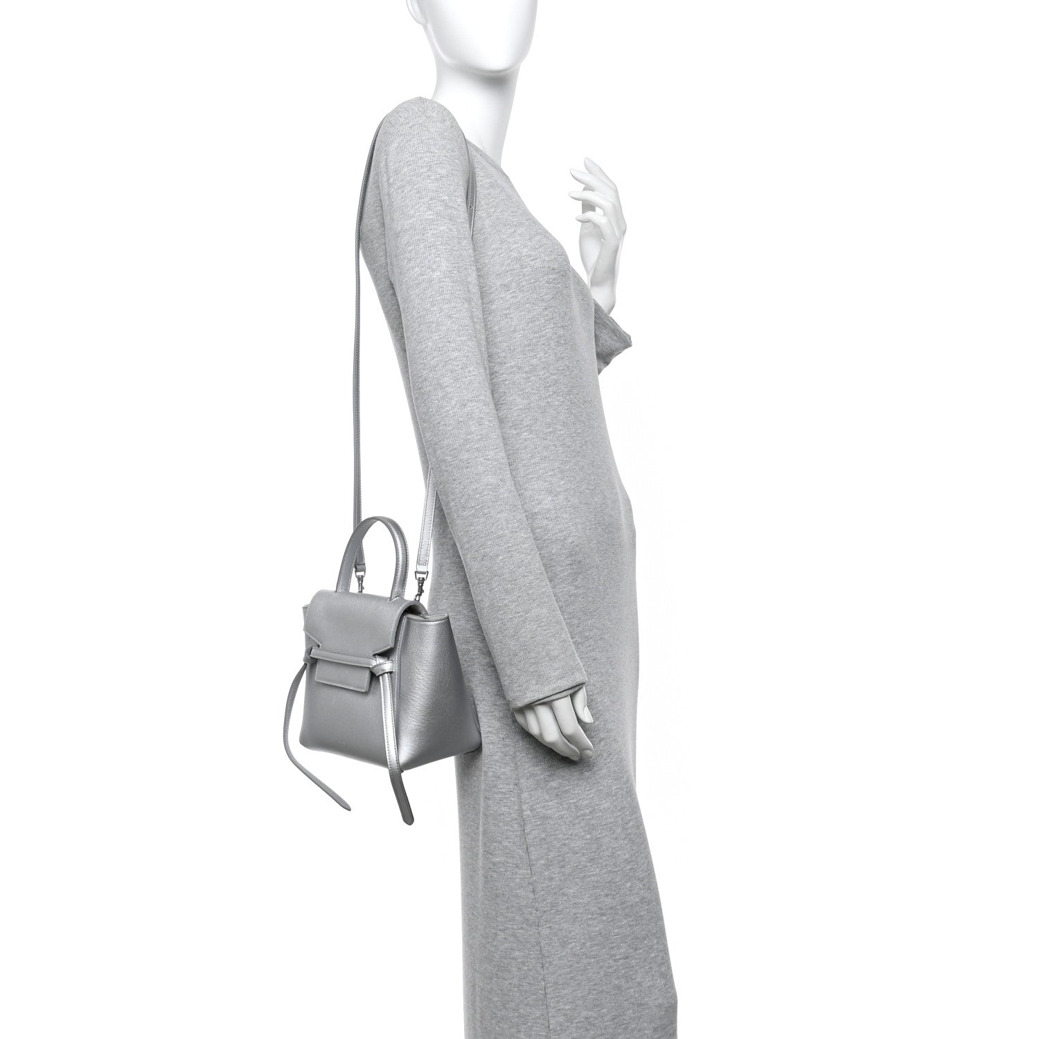 Laminated Calfskin Nano Belt Bag Silver