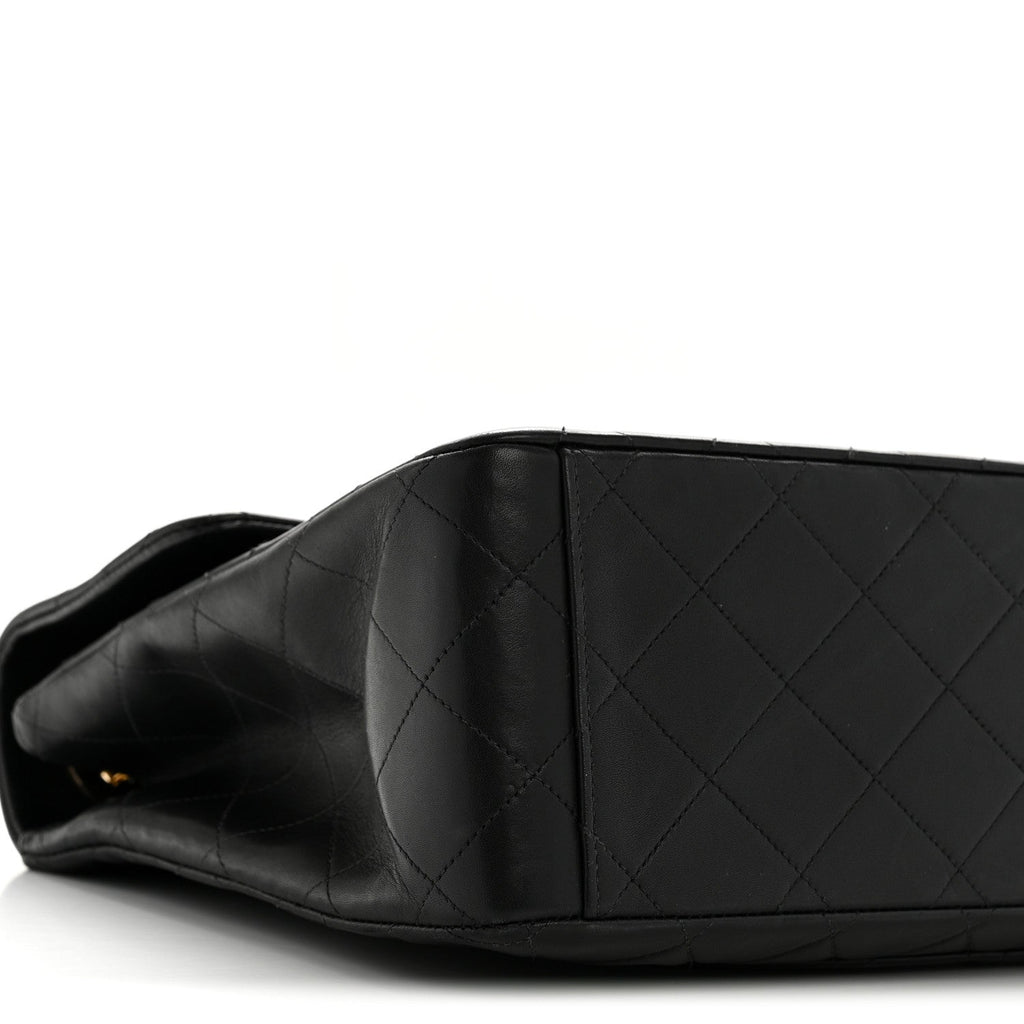 Lambskin Quilted XL Jumbo Single Flap Black