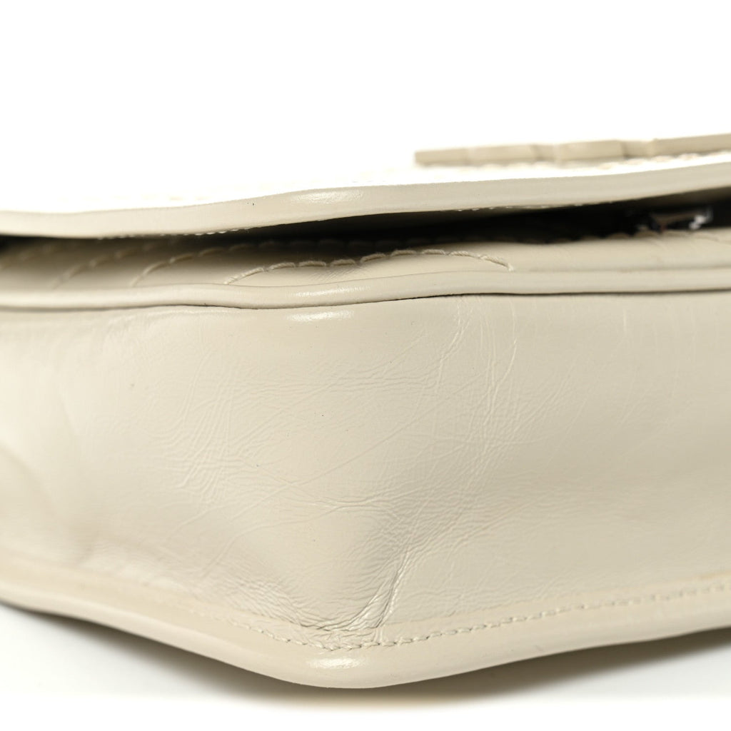 Crinkled Calfskin Matelasse Monogram Niki Chain Wallet Crema Soft