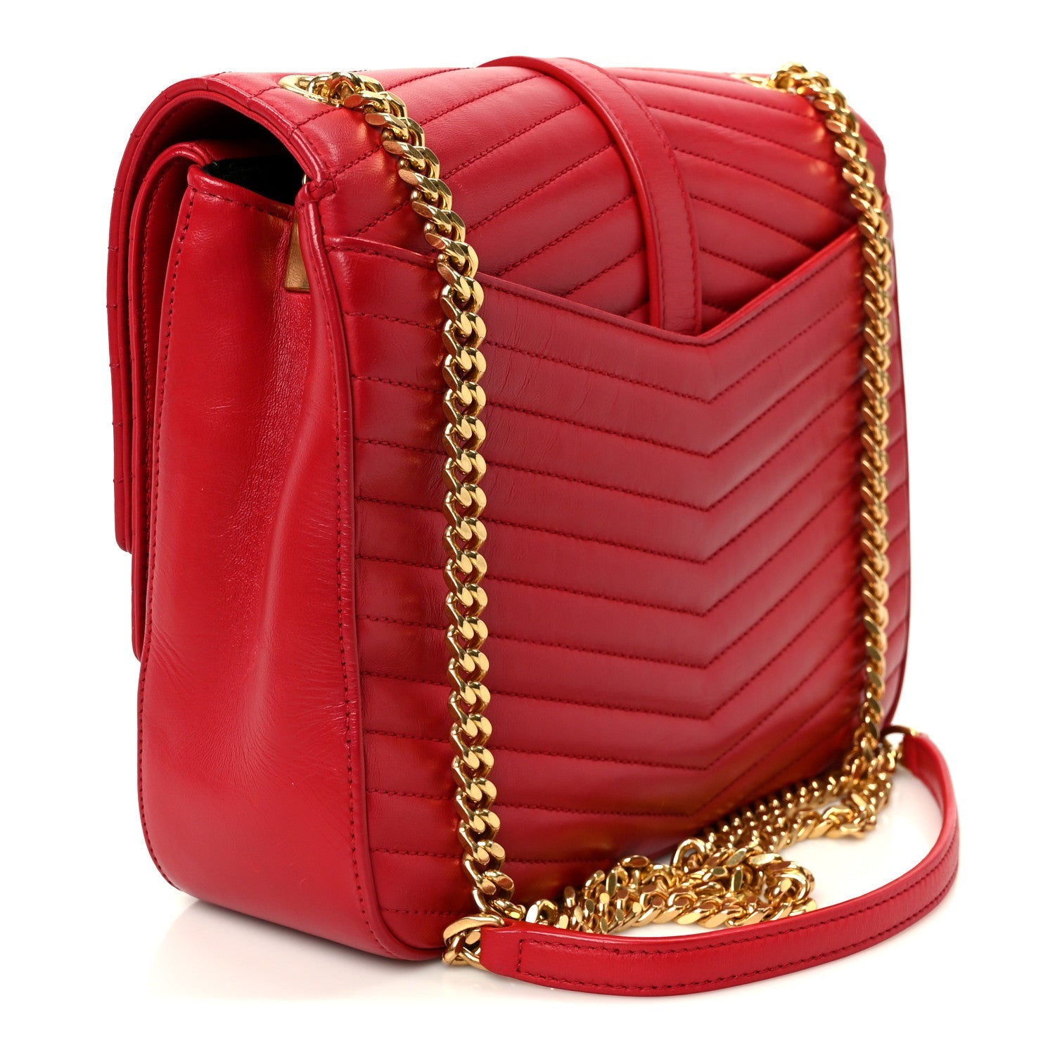 Lambskin Matelasse Chevron Monogram Medium Sulpice Bag Red