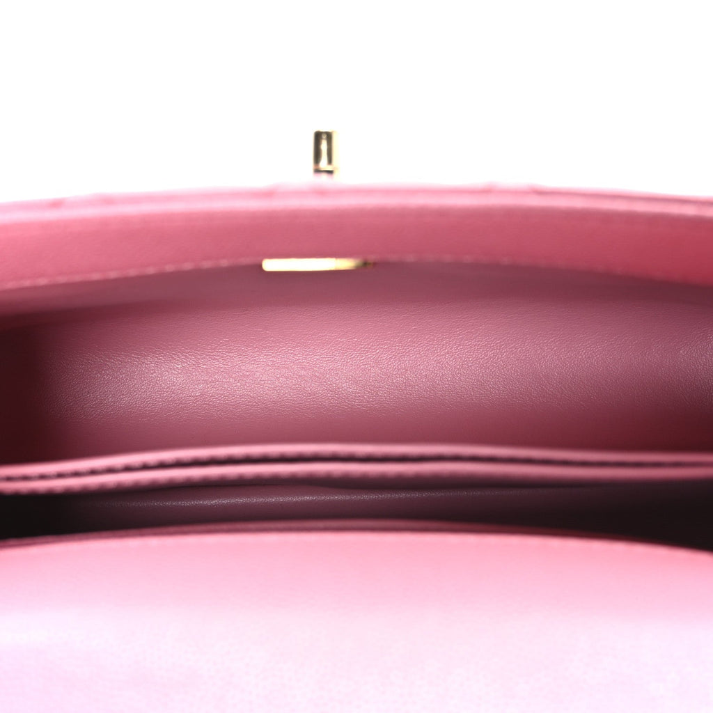 Caviar Quilted Mini Coco Chain Handle Flap Pink