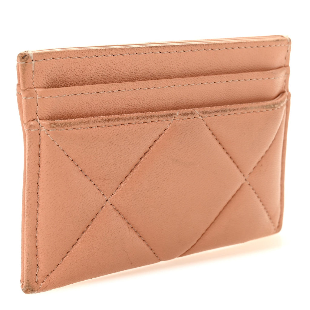 Lambskin Quilted 19  Holder Beige