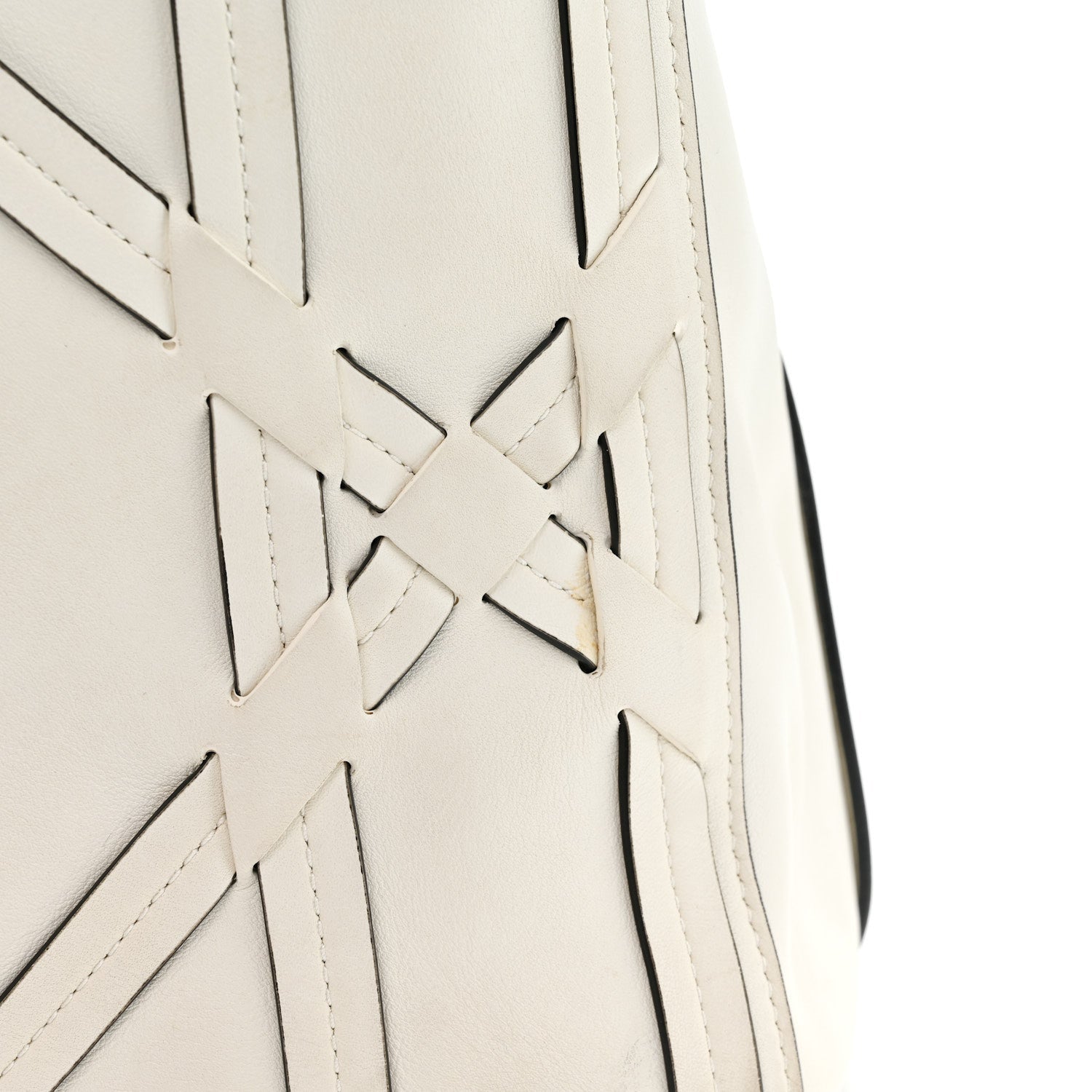 Calfskin Woven Giant Cannage Connect Tote White
