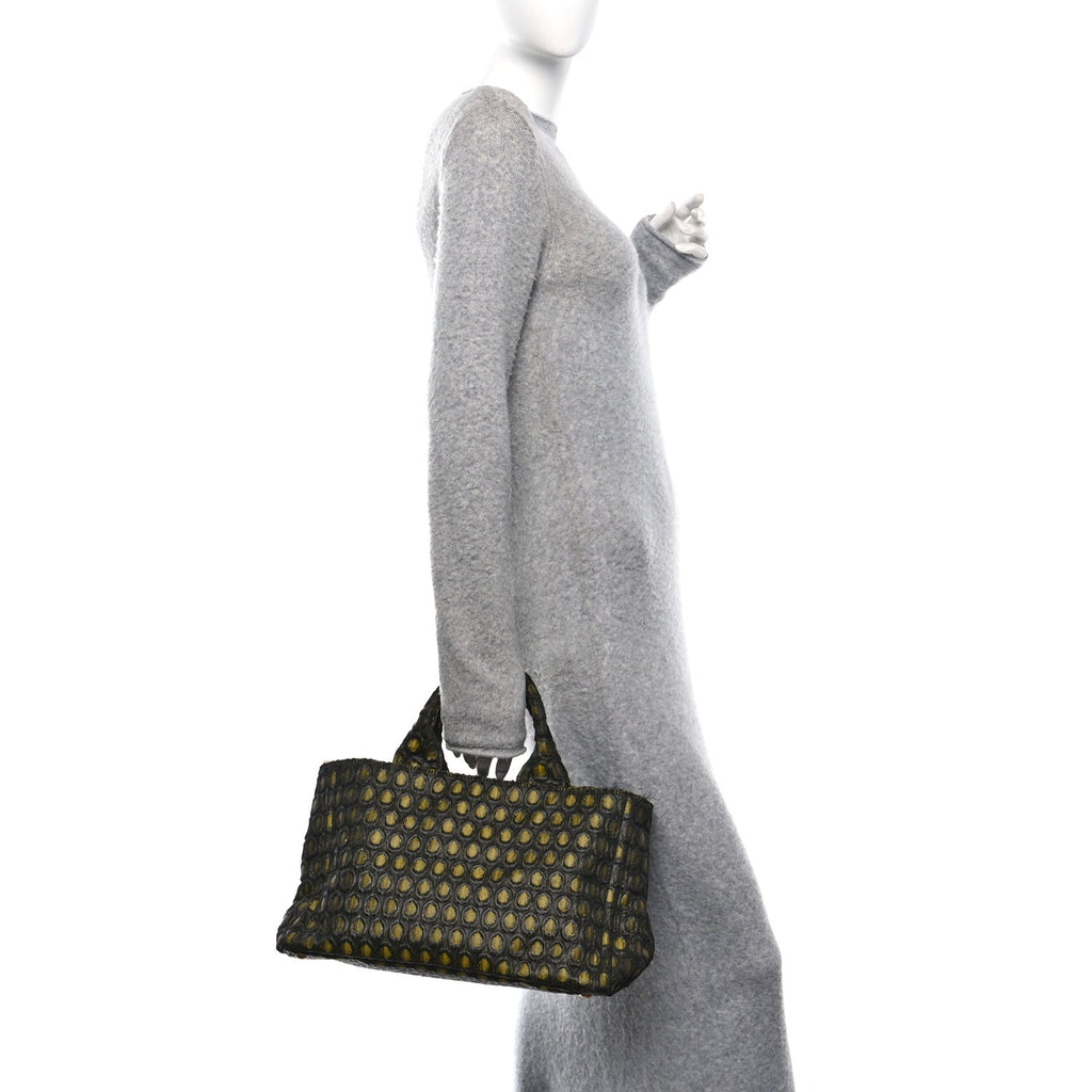 Tessuto Jacquard Canapa Tote Giallo